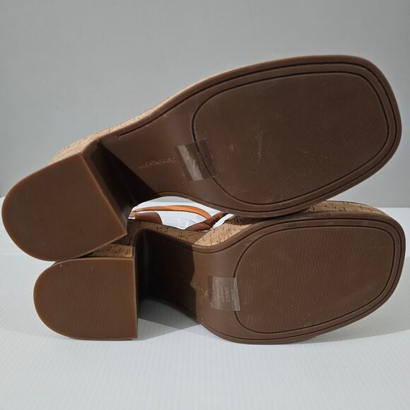 Lucky Brand Taiza Platform Sandal Womens 10 Orange Leather Cork Block Heel NEW - Picture 10 of 12